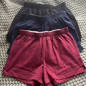 Champion and Soffe.. 3-pack athletic yoga shorts.